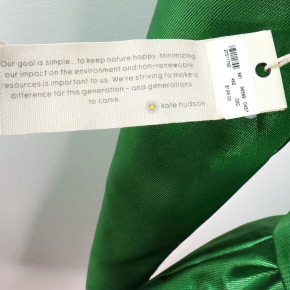 Happy x Nature Women's 2 Kate Hudson Metallic Green Wrap Dress 80's Inspired - Picture 11 of 16